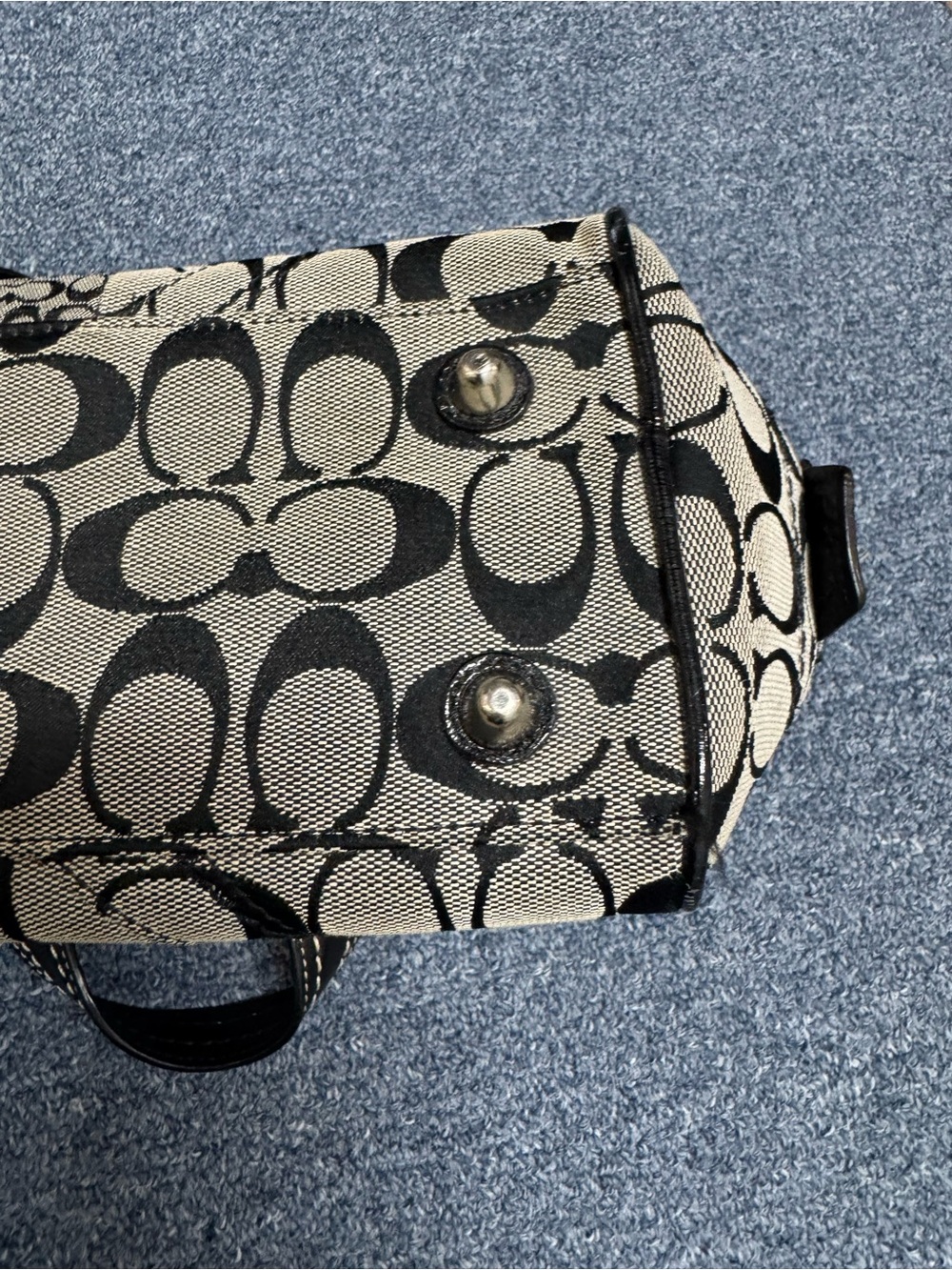 Coach Soho Satchel Patchwork Gray Signature Shoulder Boston Bag Y2K # F12317 - Picture 15 of 16
